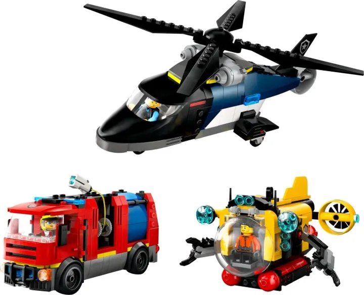 LEGO city 60462 Kombinationsset mit Hubschrauber Löschauto und U-Boot
